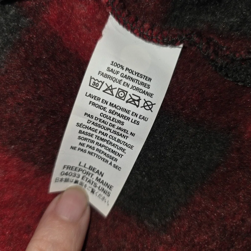 LL Bean Fleece Vest Red Black Buffalo Plaid Full Zip Size Small S Reg Womens - Picture 5 of 8